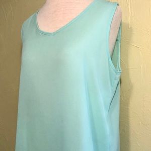 Pearl, sea green, tunic-style, sleeveless blouse
